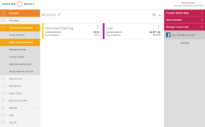 digital banking screenshot