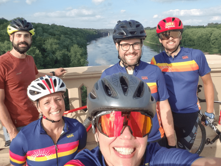 A photo of the Sunrise Bike Crew overlooking a river