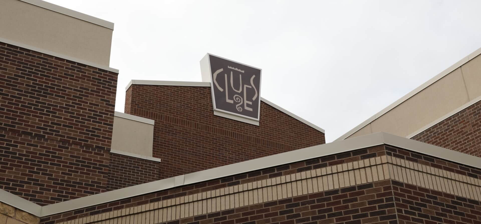 The CLUES logo on top of its St. Paul headquarters.