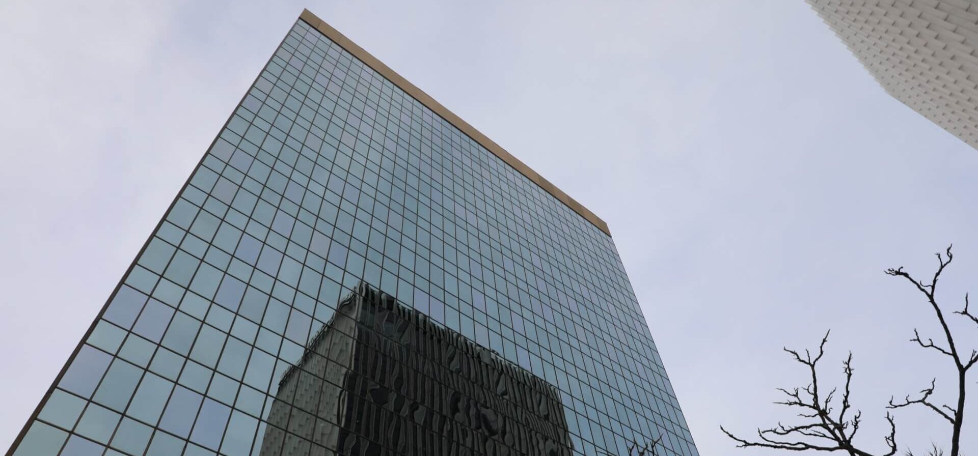 The outside of The Stella, a former office tower converted into apartments.