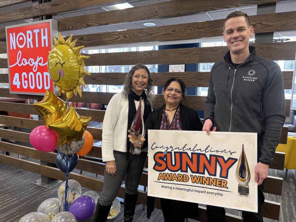 Kathleen Brenk, Anjali Sharma and Bryan Toft of Sunrise Banks.