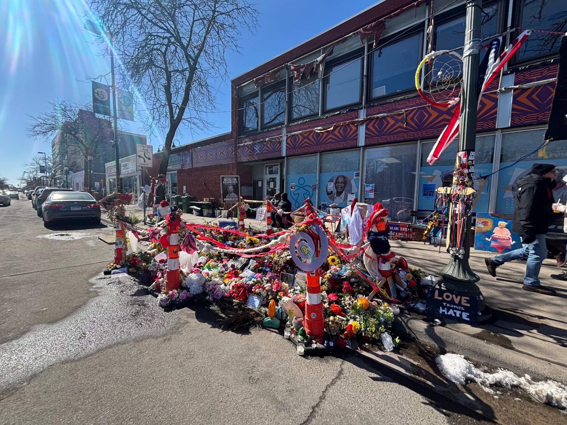 A memorial for Alex Pretti along Nicollet Ave. S. in Minneapolis.