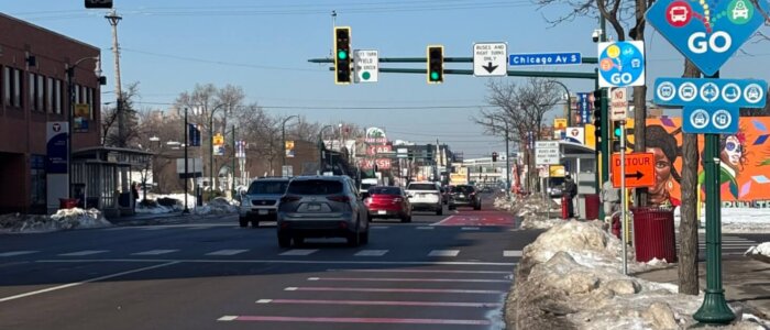 Buildings along Lake Street in Minneapolis