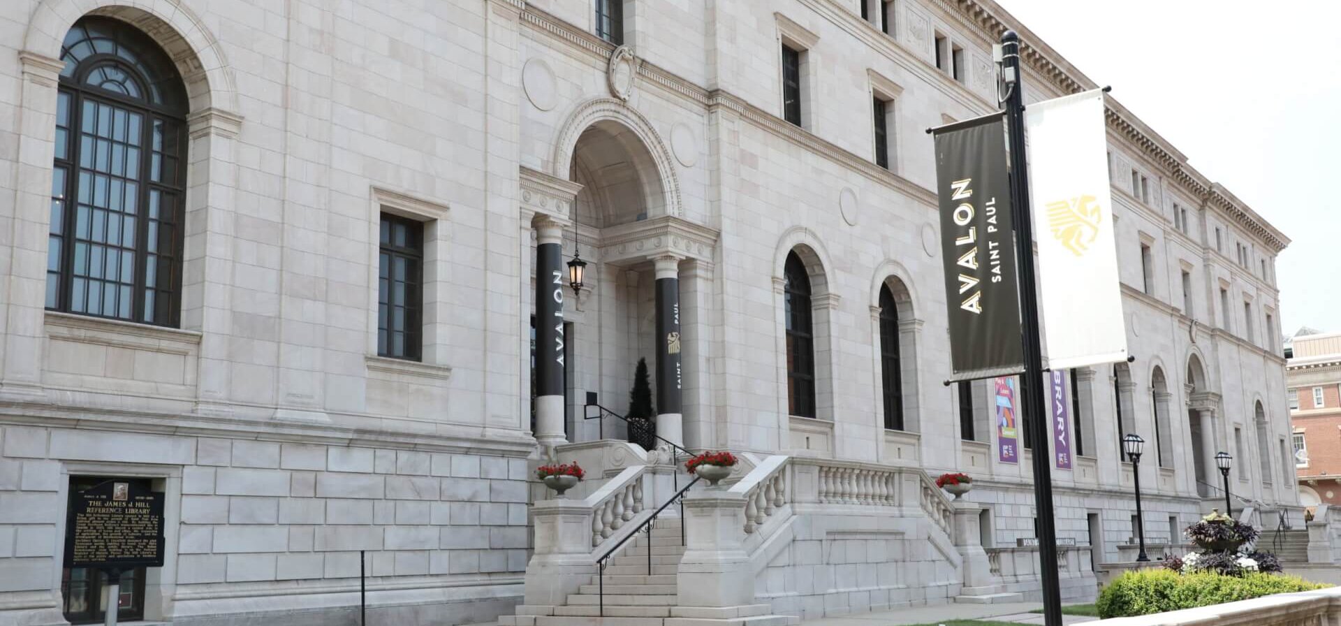Exterior shot of Avalon St. Paul, a wedding and event venue in the former James J. Hill Reference Library.
